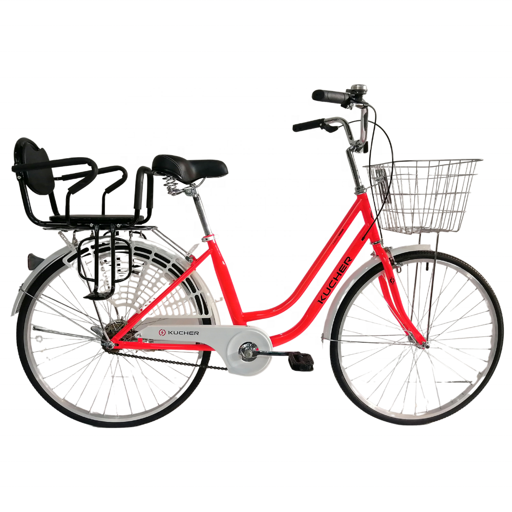 26*1-3/8 Inch Lady City Bike Steel City Bikes with Rear Baby Seat